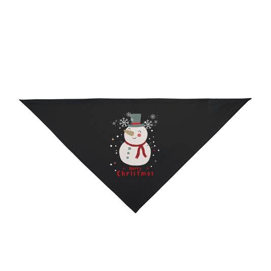 Merry Christmas Snowman Pet Bandana (Black) (Also Available in Adult Holiday Collection and Kids Holiday Collection)