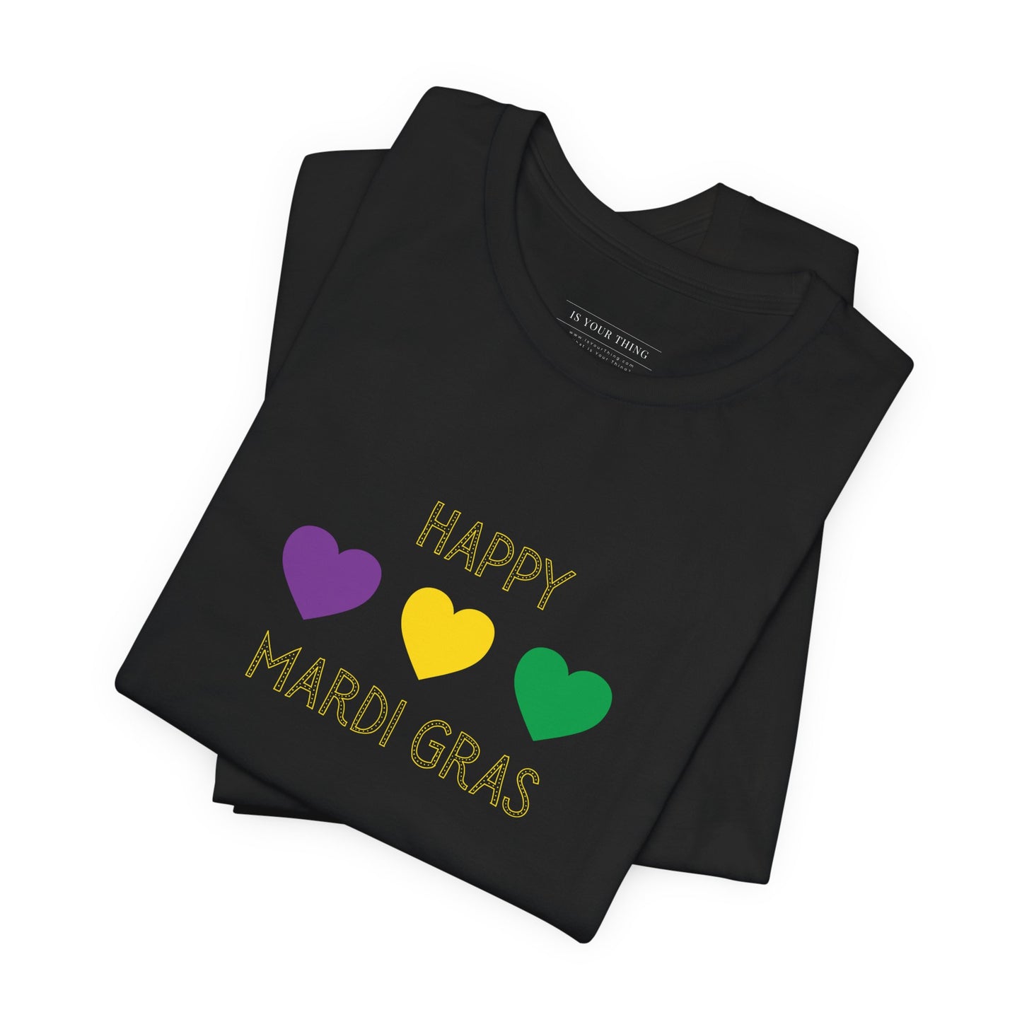 Happy Mardi Gras Hearts Unisex Tee
