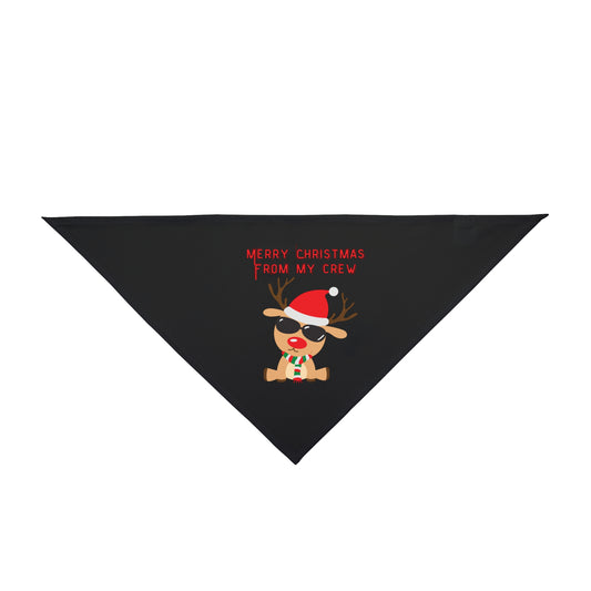 Merry Christmas From My Crew Pet Bandana (Black) (Also Available in Adult Holiday Collection and Kids Holiday Collection)