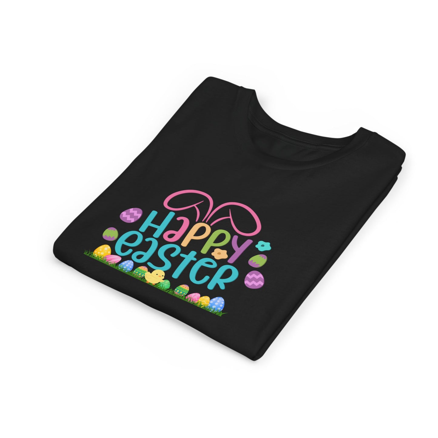 Happy Easter Bunny Ears & Colorful Eggs Youth Tee