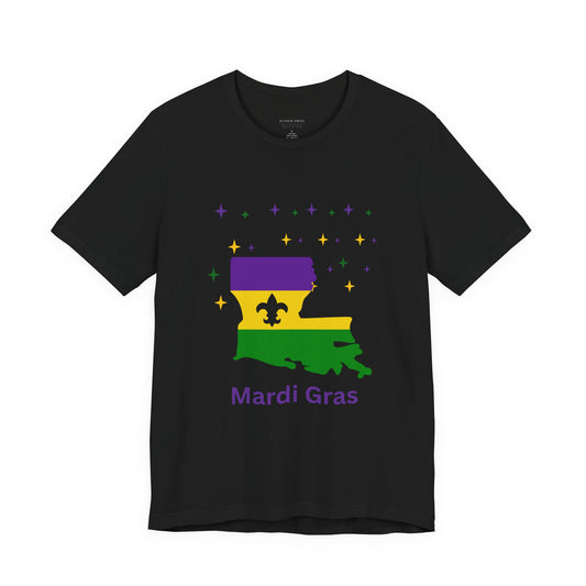 Mardi Gras Louisiana Map Unisex Tee