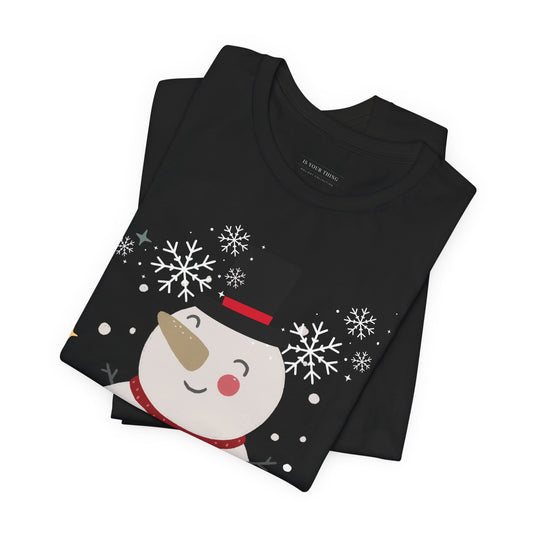 Merry Christmas Snowman Christmas Unisex Tee (Also Available in Kids Holiday Collection and Pet Holiday Collection)